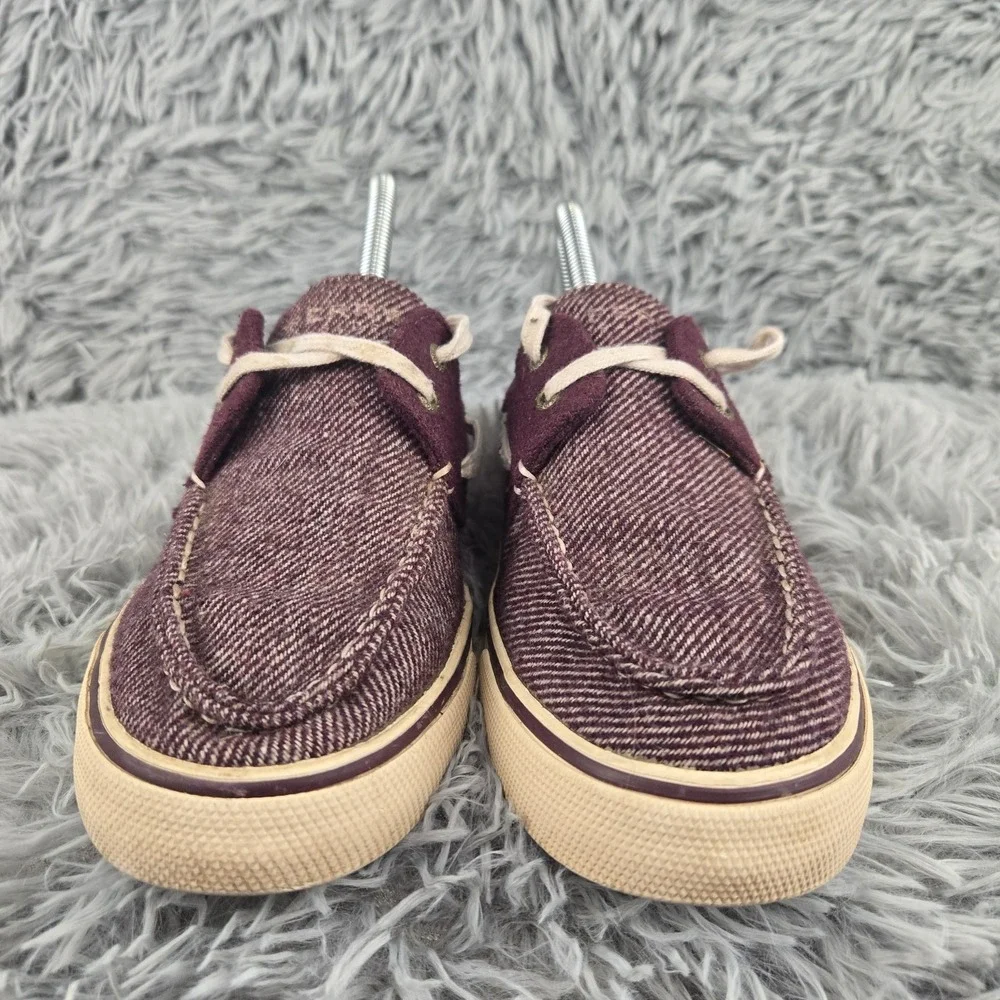 Sperry Womens 8.5 Burgundy Twill Suede STS90690 Boat Shoes‎